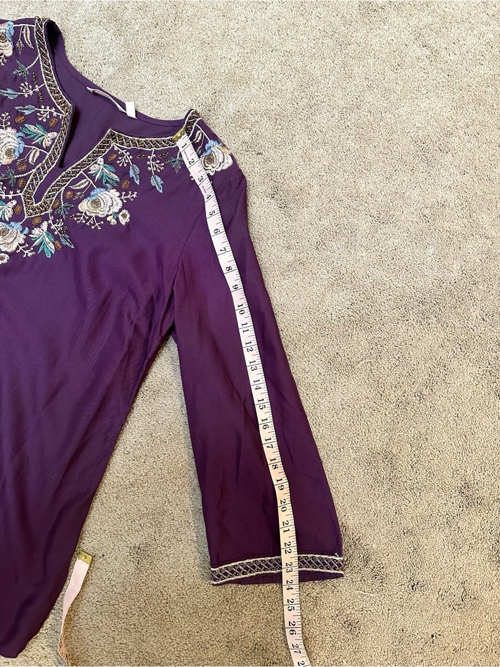 Soft Surroundings Floral Embroidered Beaded Embellished Long Sleeve Tunic Top M - Picture 8 of 8